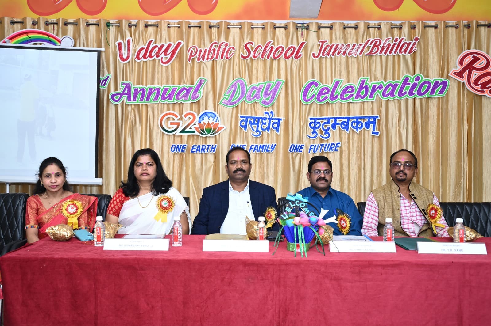 Chief guests on stage at the Annual Day celebration